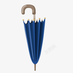 卡通深蓝色的雨伞矢量图素材