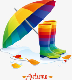 彩色雨伞与鞋子素材