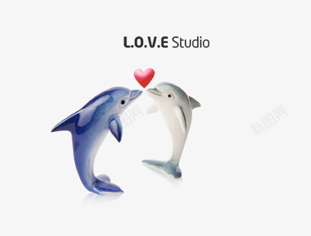 两只海豚psd免抠素材_新图网 https://ixintu.com 动物 海豚 爱心 相恋 相爱