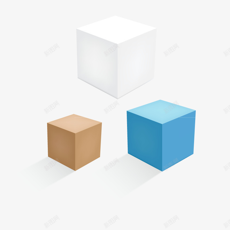 方形包装盒矢量图ai免抠素材_新图网 https://ixintu.com 3个 蓝色 高清 矢量图