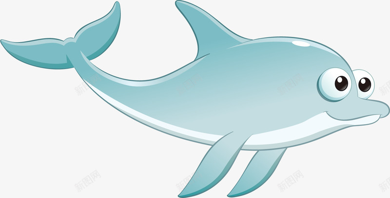 卡通蓝色海豚png免抠素材_新图网 https://ixintu.com 免抠PNG 卡通 小清新 尾巴 海豚 简约 蓝色
