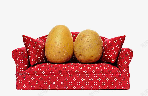 红色沙发上的土豆png免抠素材_新图网 https://ixintu.com 土豆 家具 沙发 红色 蔬菜