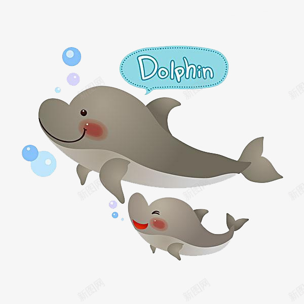 两只海豚png免抠素材_新图网 https://ixintu.com PNG图形 PNG装饰 动物 卡通 海豚 装饰