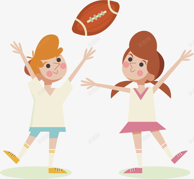 玩橄榄球的孩子png免抠素材_新图网 https://ixintu.com 女孩 孩子 开心 扁平 橄榄球 游戏 玩球 美式足球