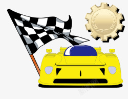 黄色赛车旗帜素材