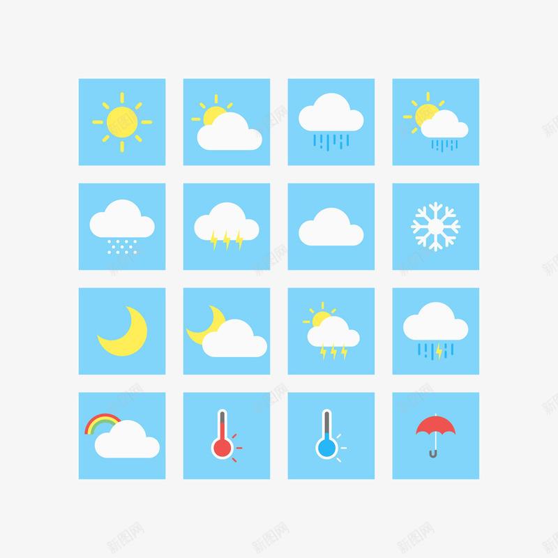 正方形的天气预报图标png_新图网 https://ixintu.com 图标 天气 天气预 正方形 蓝色