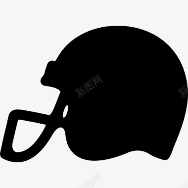 美式橄榄球头盔侧面的黑色剪影图标图标