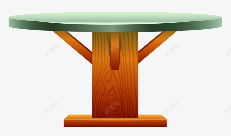 圆圆的桌子png免抠素材_新图网 https://ixintu.com 吃饭 桌子 橘色 绿色