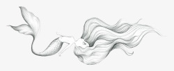 缇庝綋单色线描美人鱼高清图片