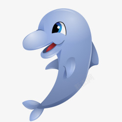 矢量的海上生物卡通可爱跳跃蓝色海豚高清图片