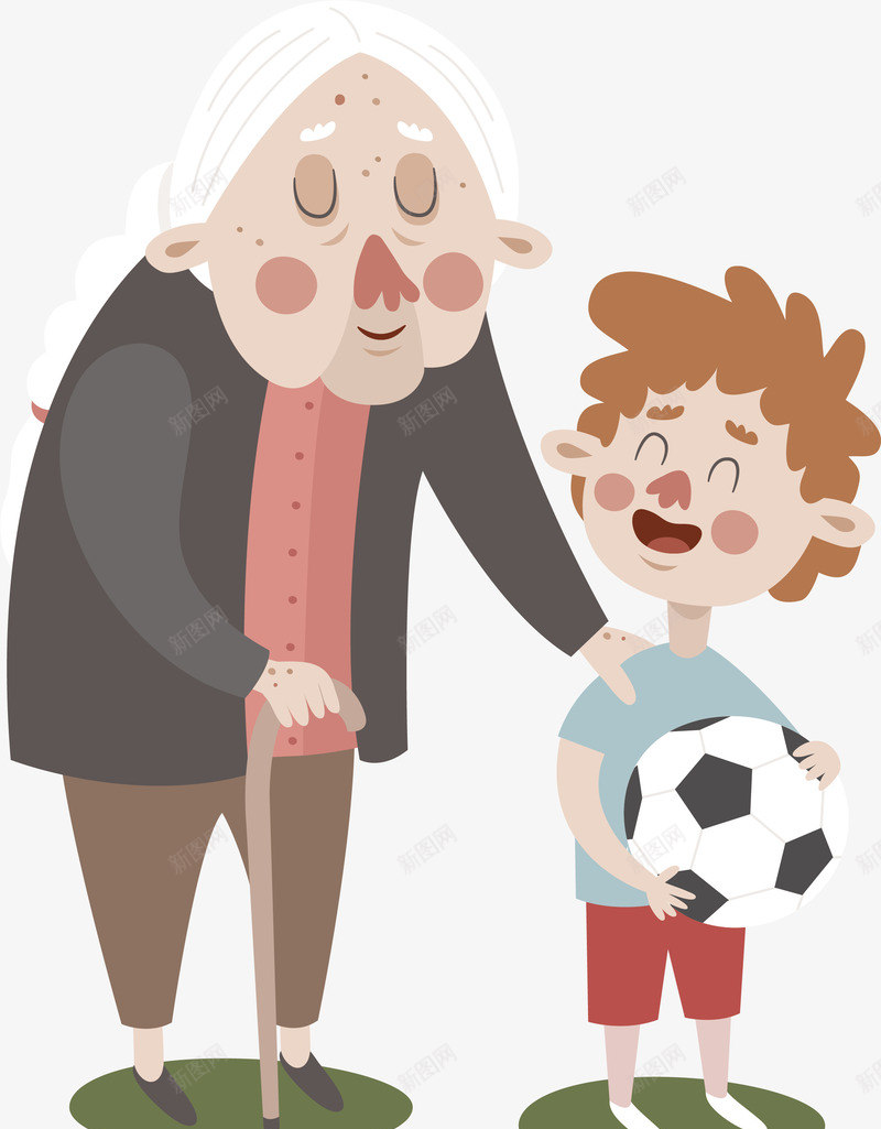 奶奶陪我踢足球png免抠素材_新图网 https://ixintu.com 慈祥 矢量png 老奶奶 老婆婆卡通 足球小子 踢足球