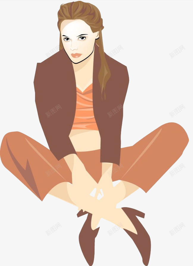 坐着的女孩子插画png免抠素材_新图网 https://ixintu.com PNG 坐着的女孩子 坐着的小朋友 插画 西装女 长发