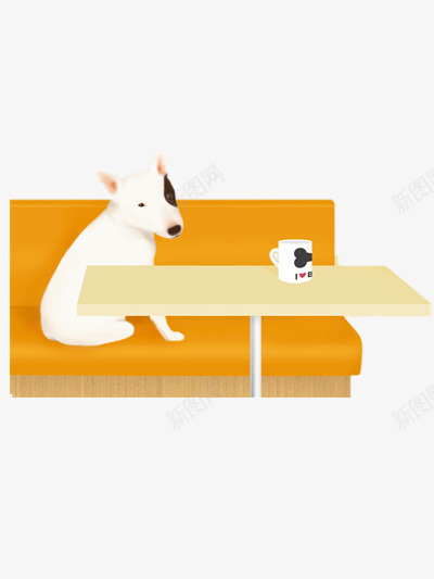 喝咖啡的小狗png免抠素材_新图网 https://ixintu.com 动物 卡通 咖啡 桌子