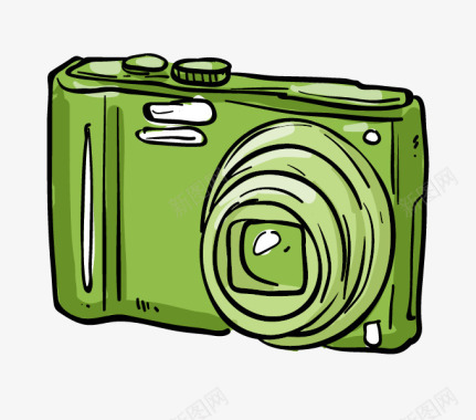 卡通手绘绿色相机图标图标