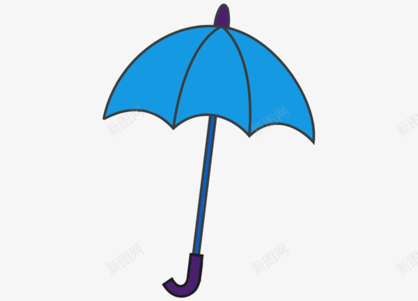 卡通蓝色动画雨伞png免抠素材_新图网 https://ixintu.com 动画插画 卡通手绘 蓝色装饰 雨伞