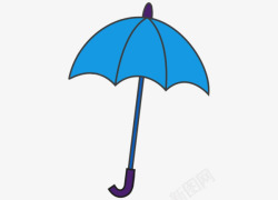 卡通蓝色动画雨伞素材