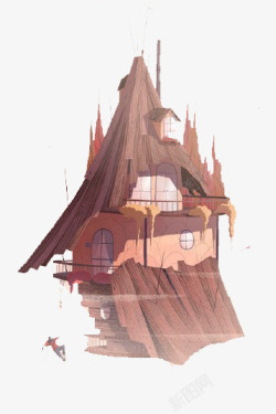 卡通木头房子素材