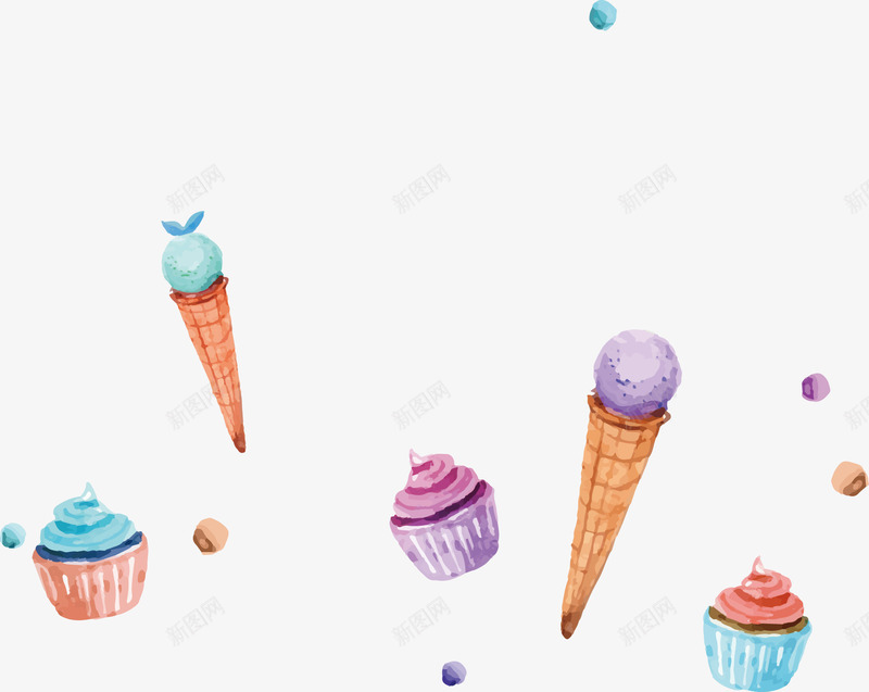 卡通手绘甜点冰淇淋矢量图ai免抠素材_新图网 https://ixintu.com 冰淇淋 卡通 手绘 甜点 矢量图