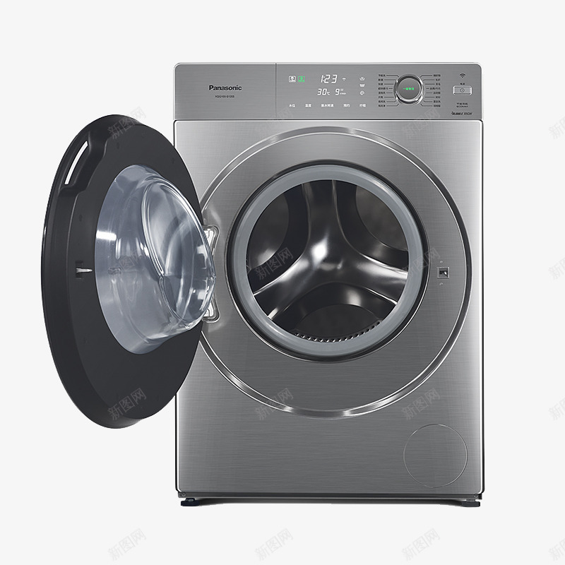 拉丝银滚筒洗衣机png免抠素材_新图网 https://ixintu.com 产品实物 冰洗 数码家电 洗衣机