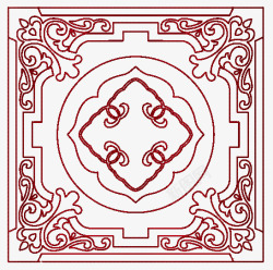 红色花纹方形背景素材