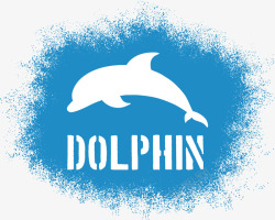 白色海豚装饰蓝底白色海豚剪影矢量图高清图片