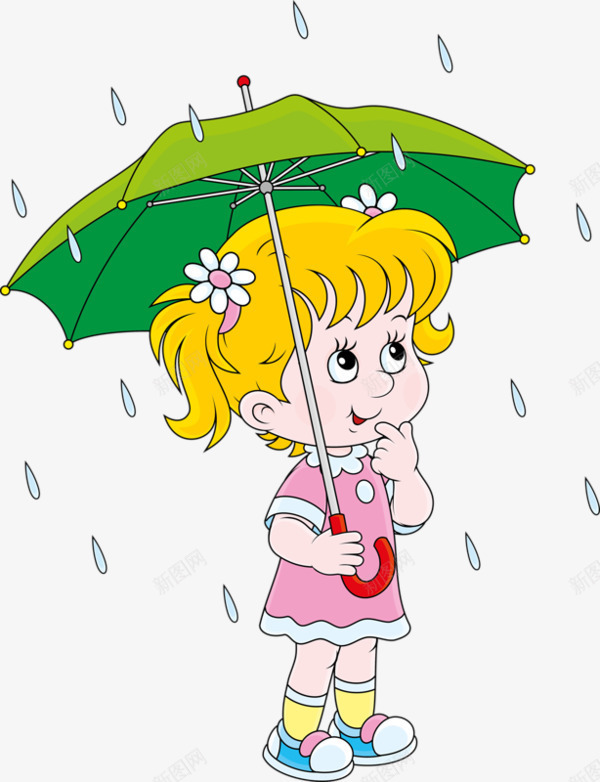 手绘打雨伞的小女孩png免抠素材_新图网 https://ixintu.com 卡通小女孩 小女孩免抠图片 手绘小女孩 打雨伞的小女孩