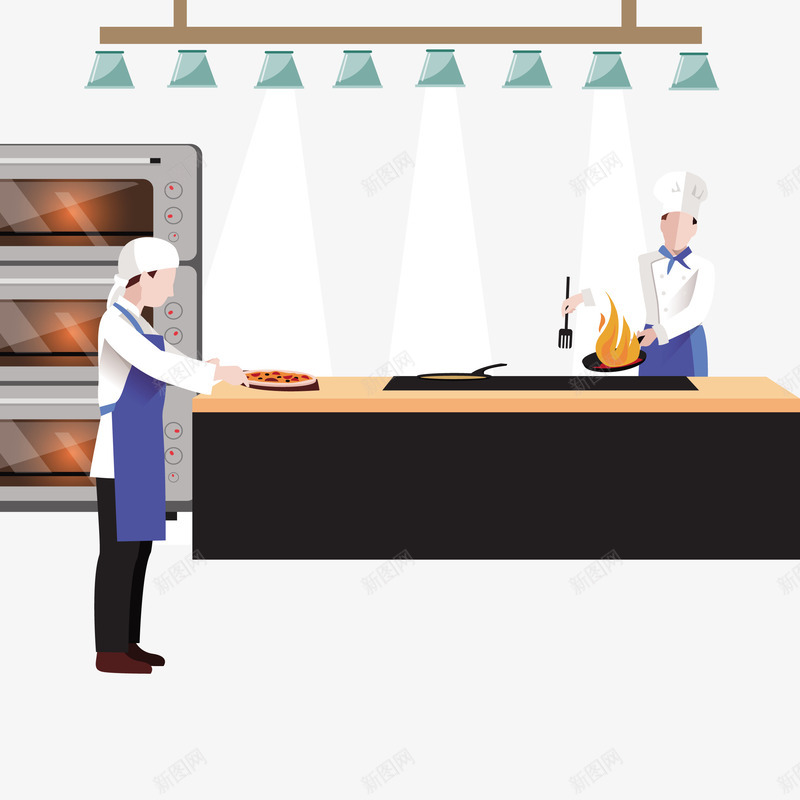 一起做饭厨师矢量图eps免抠素材_新图网 https://ixintu.com 两个厨师 厨师 厨师PNG 矢量厨师 西餐 西餐厨师 矢量图