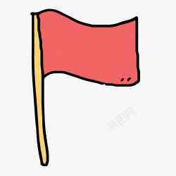 手绘红色旗帜素材