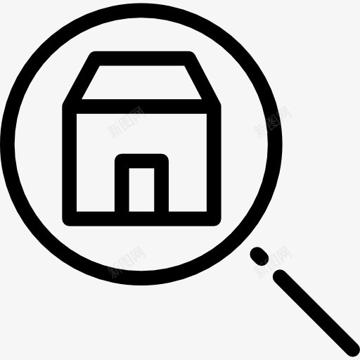 房子图标png_新图网 https://ixintu.com 家 建筑 房地产 房子 搜索 放大镜