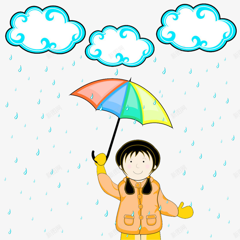 雨滴和雨伞png免抠素材_新图网 https://ixintu.com 云朵 人物 雨伞 雨滴