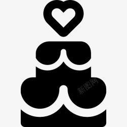 爱的蛋糕婚礼蛋糕装饰着心图标高清图片