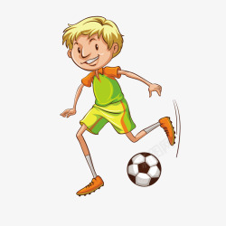 卡通男孩踢足球插画素材