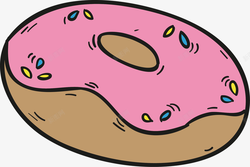 卡通线条早餐零食甜点甜甜圈png免抠素材_新图网 https://ixintu.com 卡通 早餐 甜点 甜甜圈 线条 零食