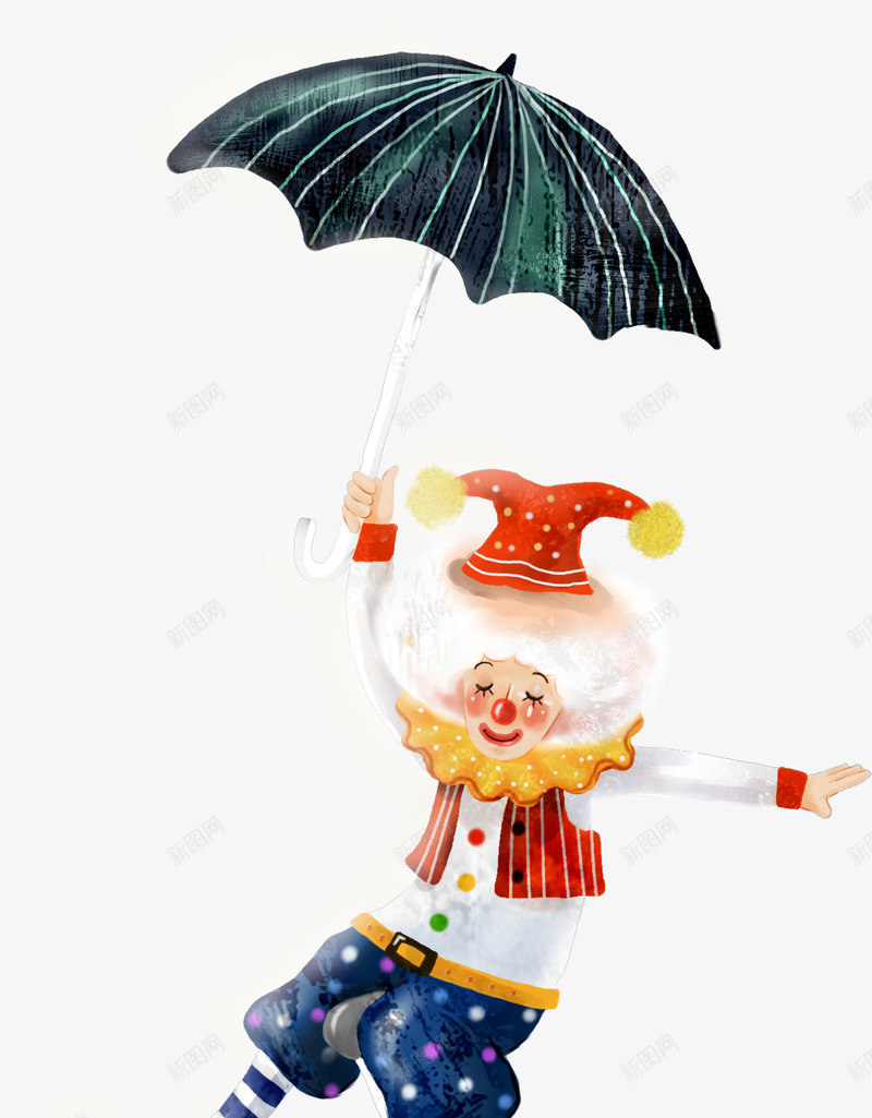 手绘绿色雨伞小丑png免抠素材_新图网 https://ixintu.com joker 小丑 绿色 雨伞