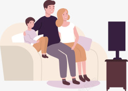 家人看电视一家人在沙发上看电视矢量图高清图片