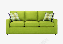 绿色三人布艺沙发素材