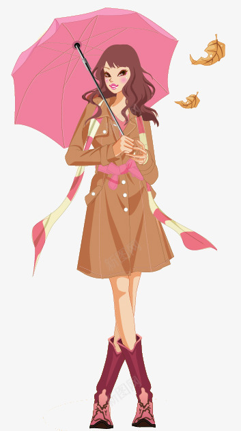 打伞的女孩png免抠素材_新图网 https://ixintu.com 卡通 女孩 粉色 雨伞