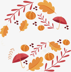 秋天南瓜树叶标题框矢量图素材