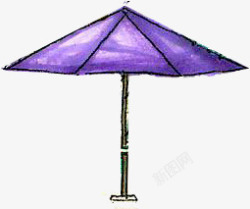 创意紫色漫画雨伞素材