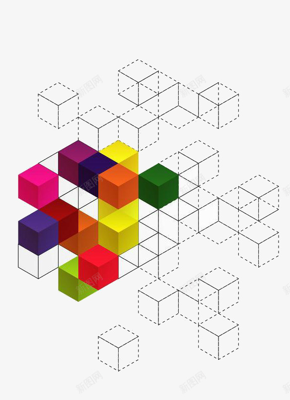 立体彩色正方形拼接png免抠素材_新图网 https://ixintu.com 彩色 拼接 效果元素 正方形 立体
