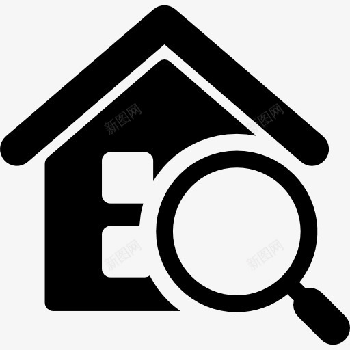 房子的搜索图标png_新图网 https://ixintu.com 家 建筑 房地产 房子 搜索 放大镜