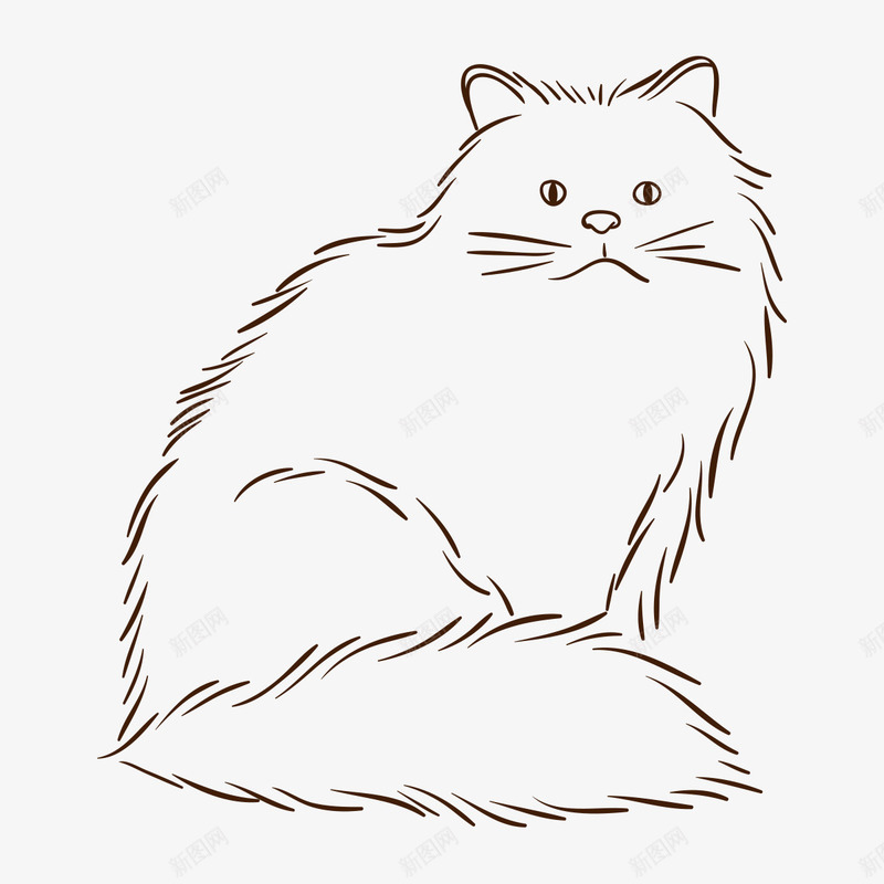 手绘宠物猫咪png免抠素材_新图网 https://ixintu.com 动物 卡通猫咪 手绘动物 手绘猫咪 线描猫咪 绘画