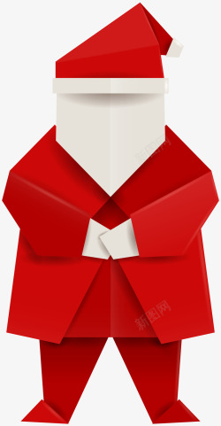 红色折纸圣诞老人素材
