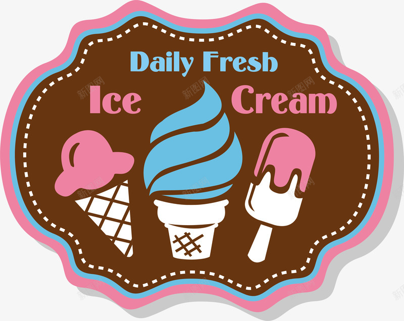 雪糕冰淇淋褐色标签png免抠素材_新图网 https://ixintu.com 冰棍 冰淇淋 卡通标签 甜品 矢量图案 褐色 雪糕