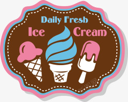 雪糕冰淇淋褐色标签素材
