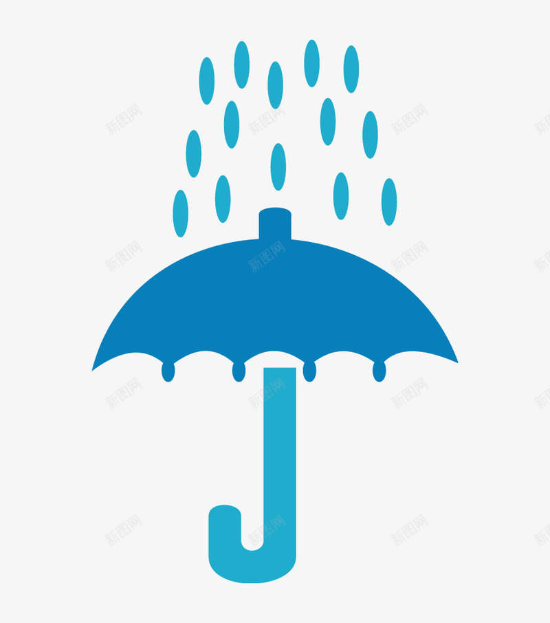 雨伞和雨标图标png_新图网 https://ixintu.com png图片素材 免费png素材 蓝色 遮挡物 雨伞 雨点