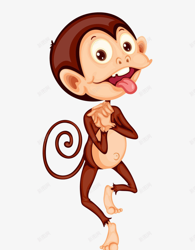 手绘卡通动物猴子png免抠素材_新图网 https://ixintu.com 动漫 动物猴子 动画 卡通 可爱猴子 吐舌头猴子 手绘