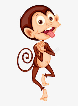 吐舌头猴子手绘卡通动物猴子高清图片