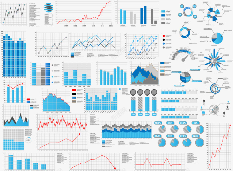 PPT蓝色系数据图合集矢量图eps免抠素材_新图网 https://ixintu.com PPT数据图 矢量数据图 矢量数据图合集 矢量图