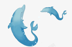 世界海洋日可爱手绘插画海中海豚素材